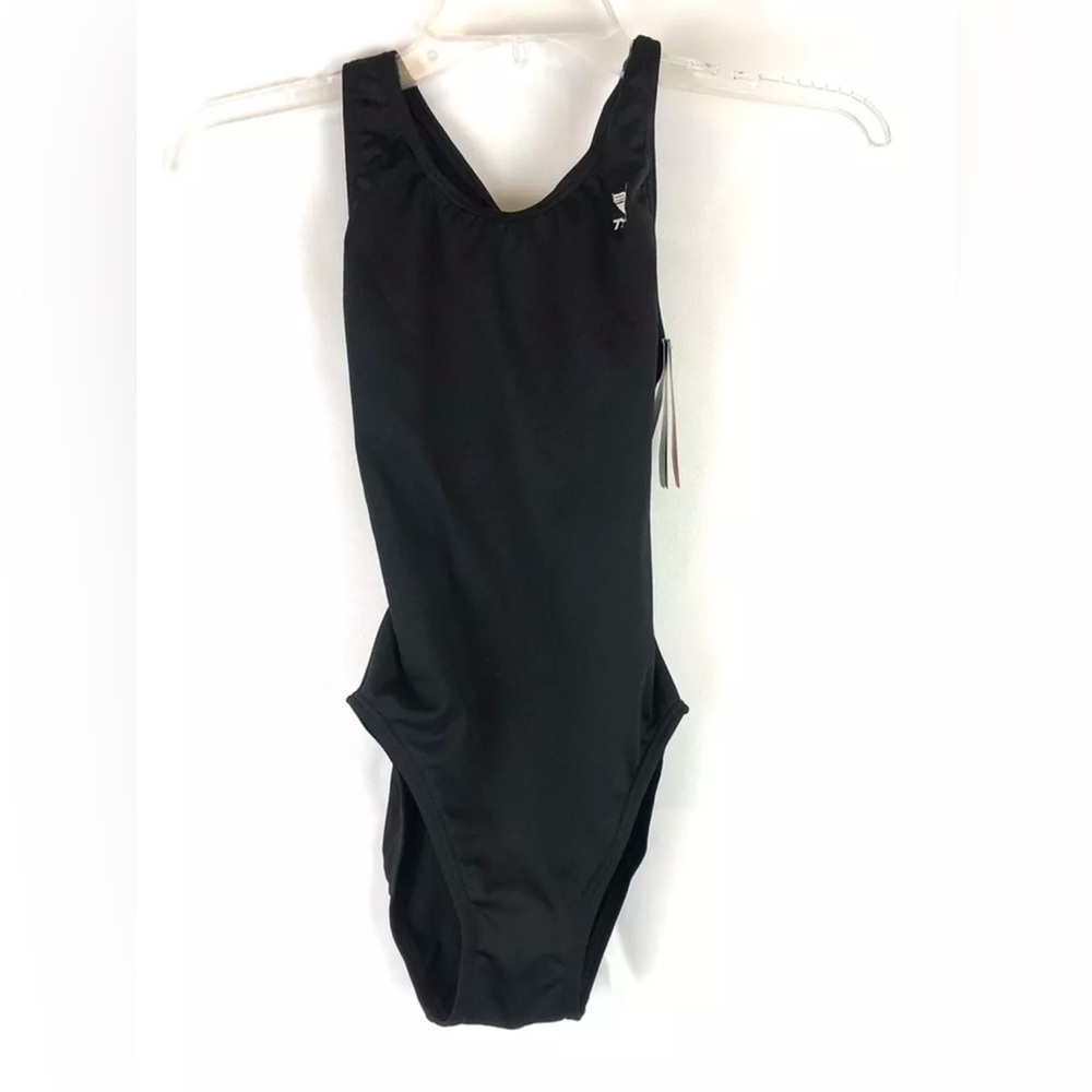 TYR Women’s Durafast Solid Black Racerback One Piece Swimsuit Size 30